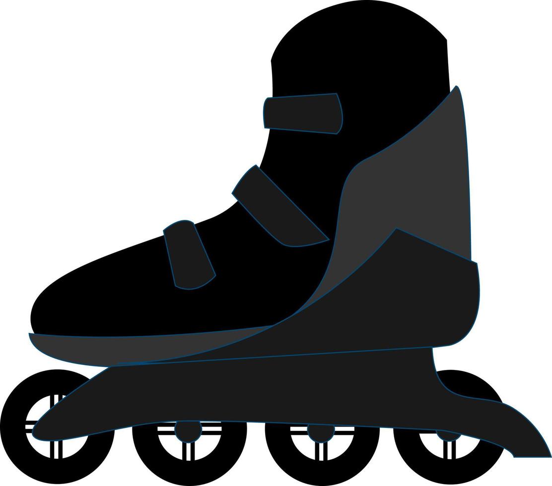 Black roller skates, illustration, vector on white background.