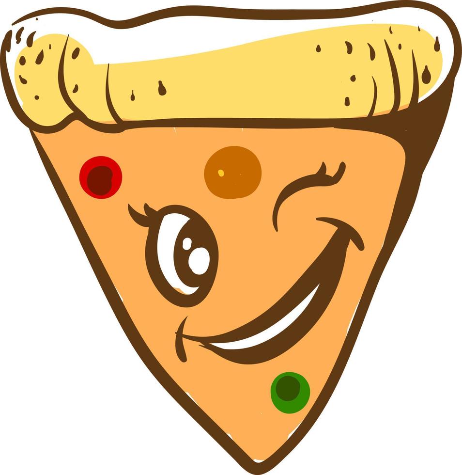 Pedazo de pizza, ilustración, vector sobre fondo blanco.