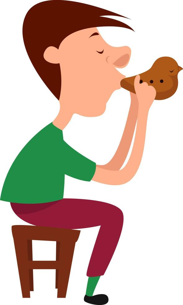 Instrumento ocarina, ilustración, vector sobre fondo blanco.