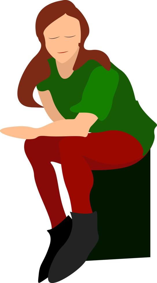 Girl in red pants, illustration, vector on white background.