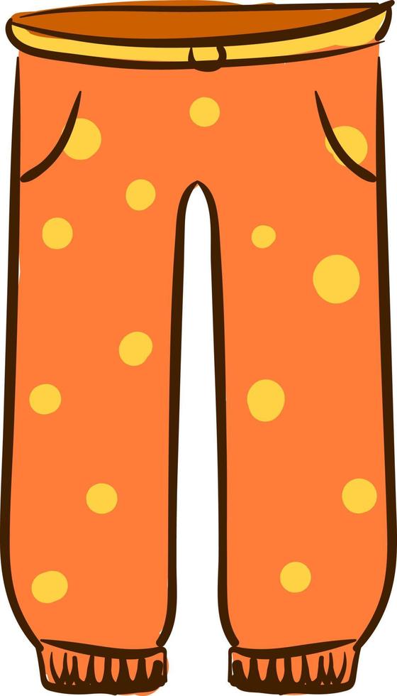 Orange clown pants, illustration, vector on white background.