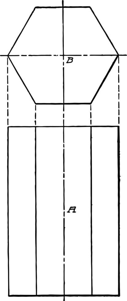 Projection of Hexagonal Bar vintage illustration. vector