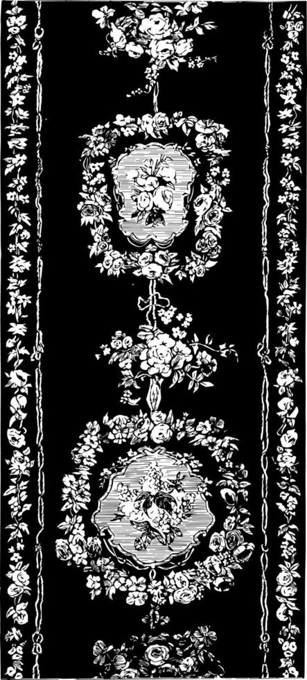 Rug is done in a floral design, vintage engraving. vector