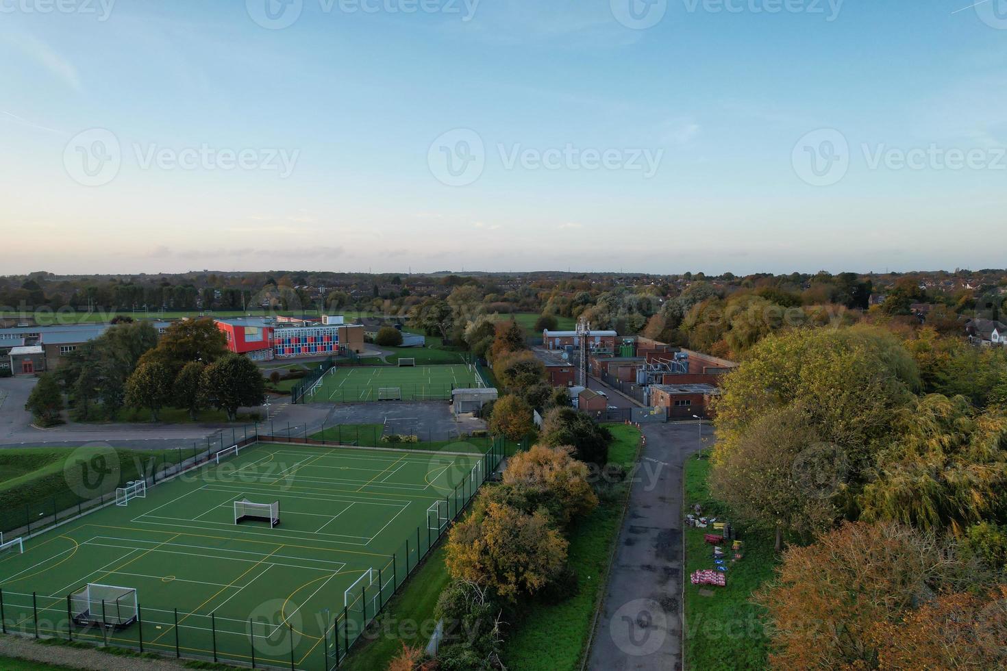 Aerial View of British Residential Homes and Houses During Sunset photo