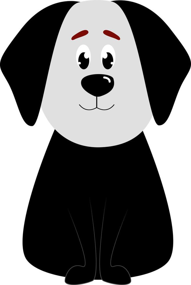 Black and white dog, illustration, vector on white background.