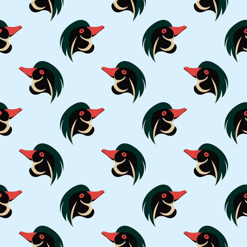 Duck face, seamless pattern on blue background. vector
