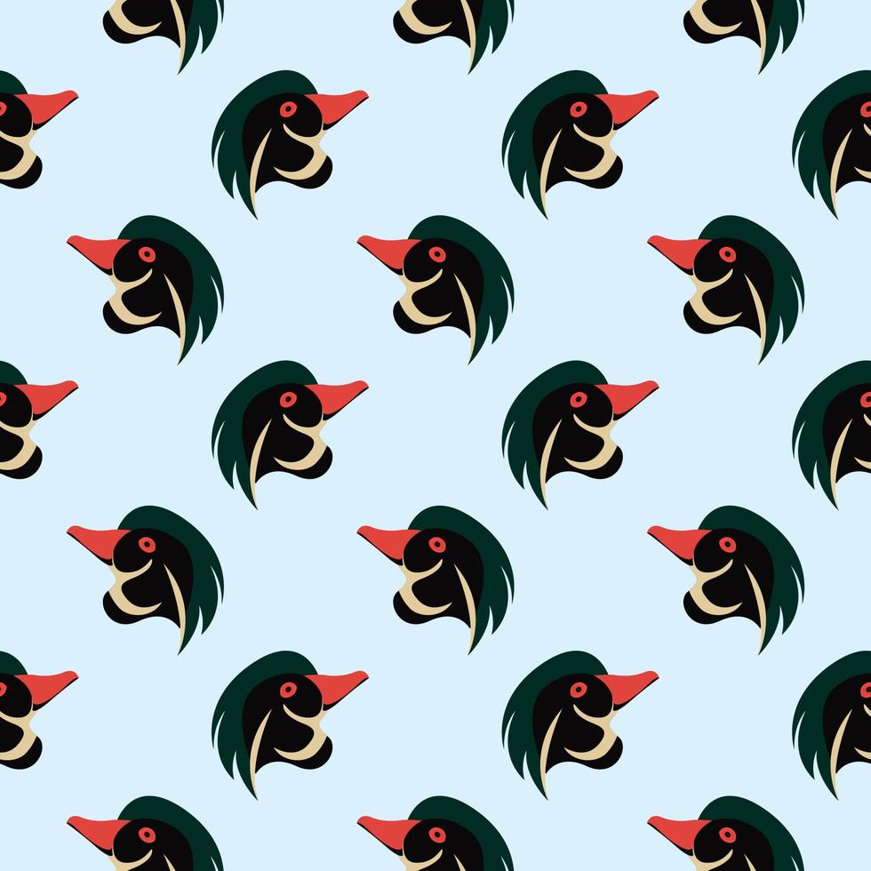 Duck face, seamless pattern on blue background. vector