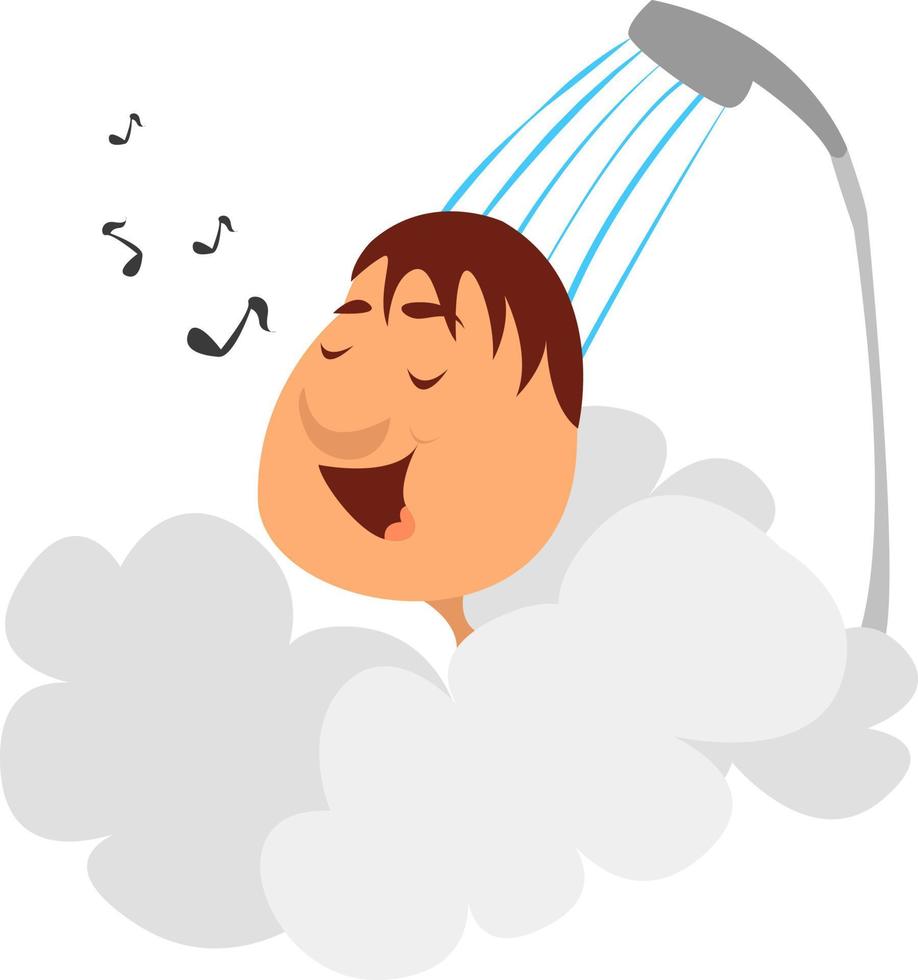 Singing in the shower, illustration, vector on white background