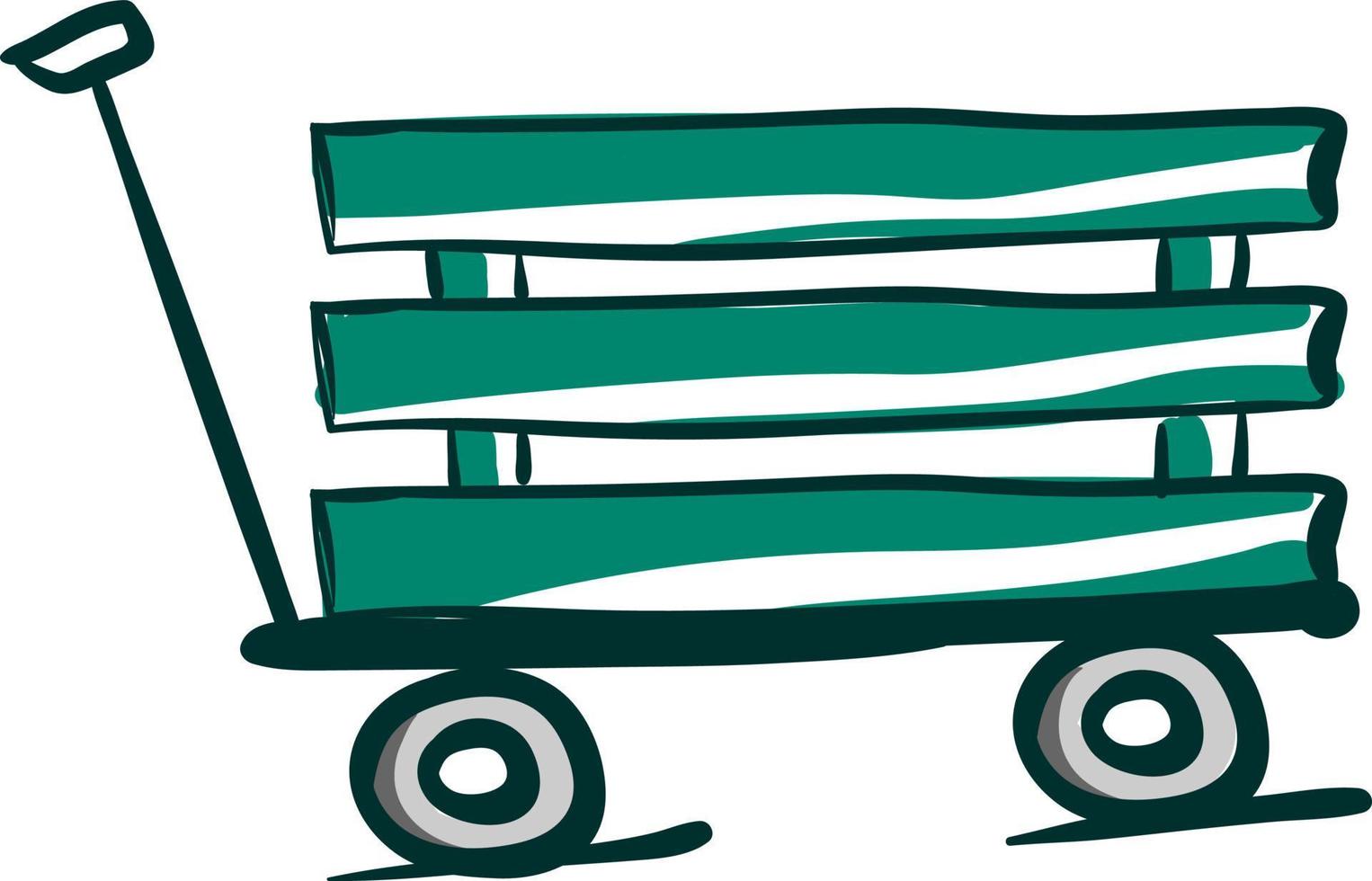 Carro de transporte verde, ilustración, vector sobre fondo blanco.