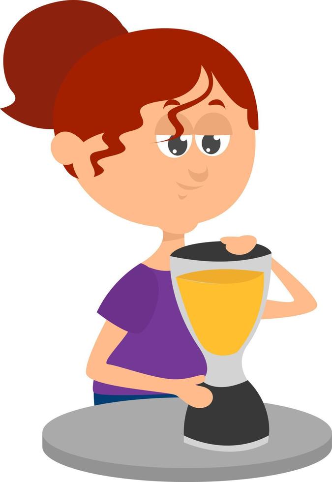 Girl making a drink, illustration, vector on white background