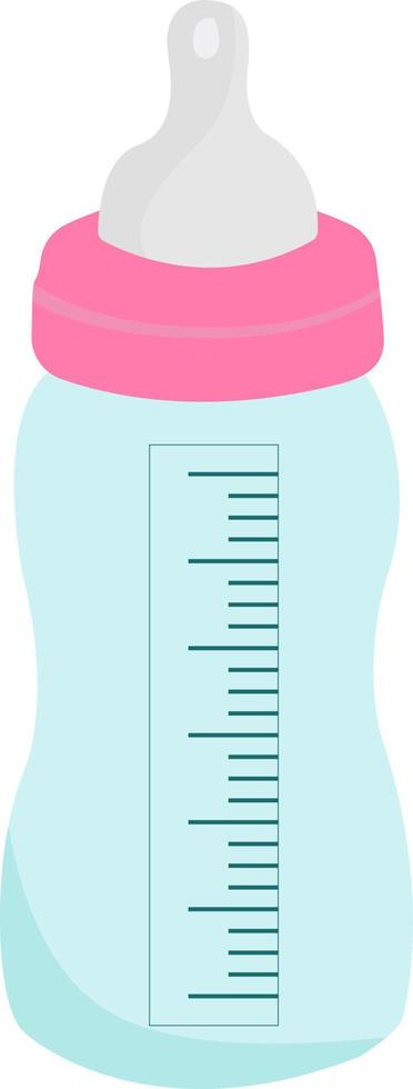 Pink baby bottle, illustration, vector on white background