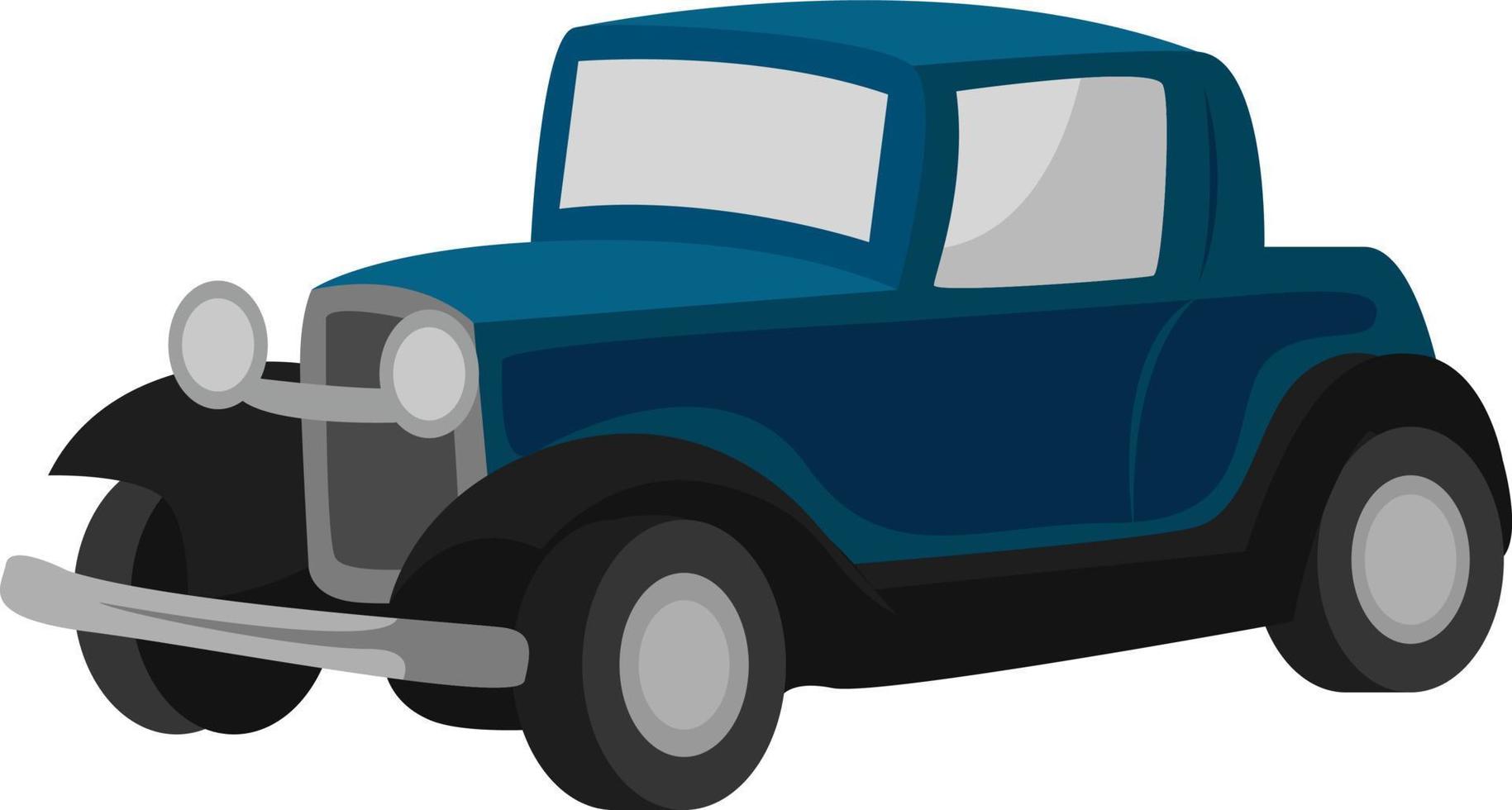 Blue old car, illustration, vector on white background