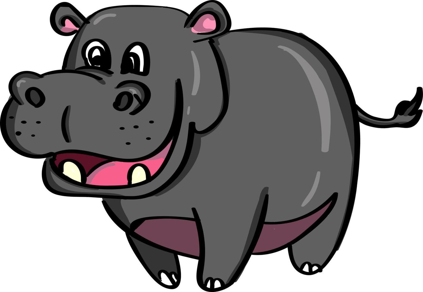Fat hippo, illustration, vector on white background.