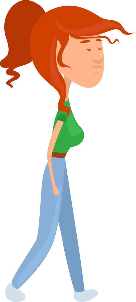 Girl walking ,illustration, vector on white background