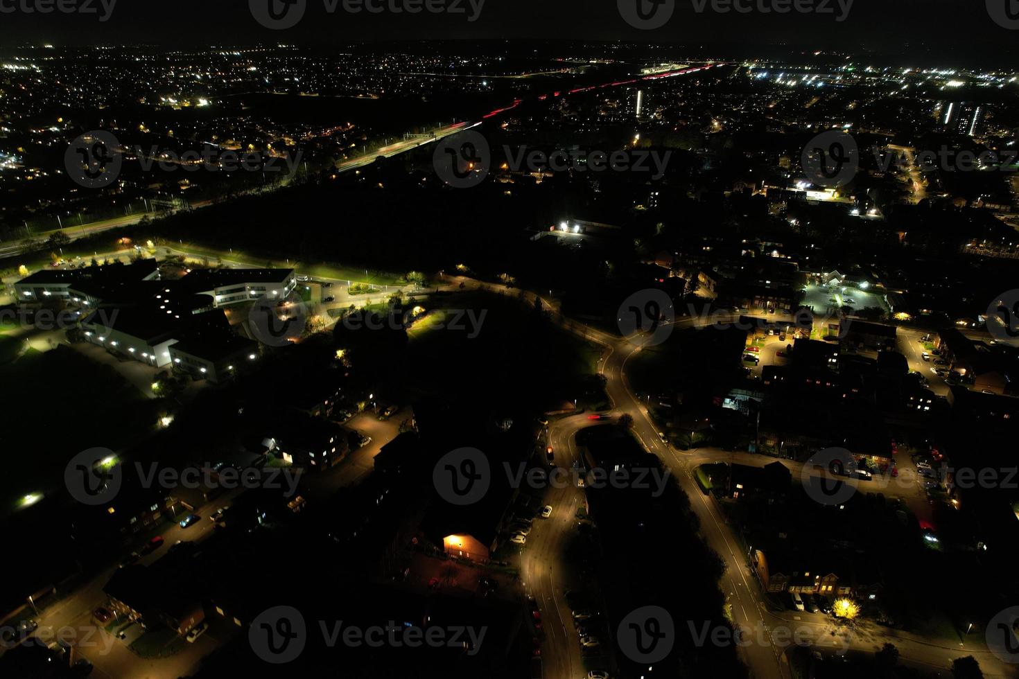 Best Aerial View of Luton City of England after Sunset photo