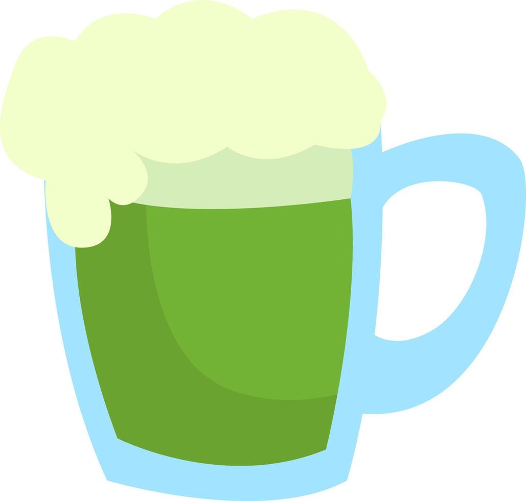 Cerveza verde, ilustración, vector sobre fondo blanco.