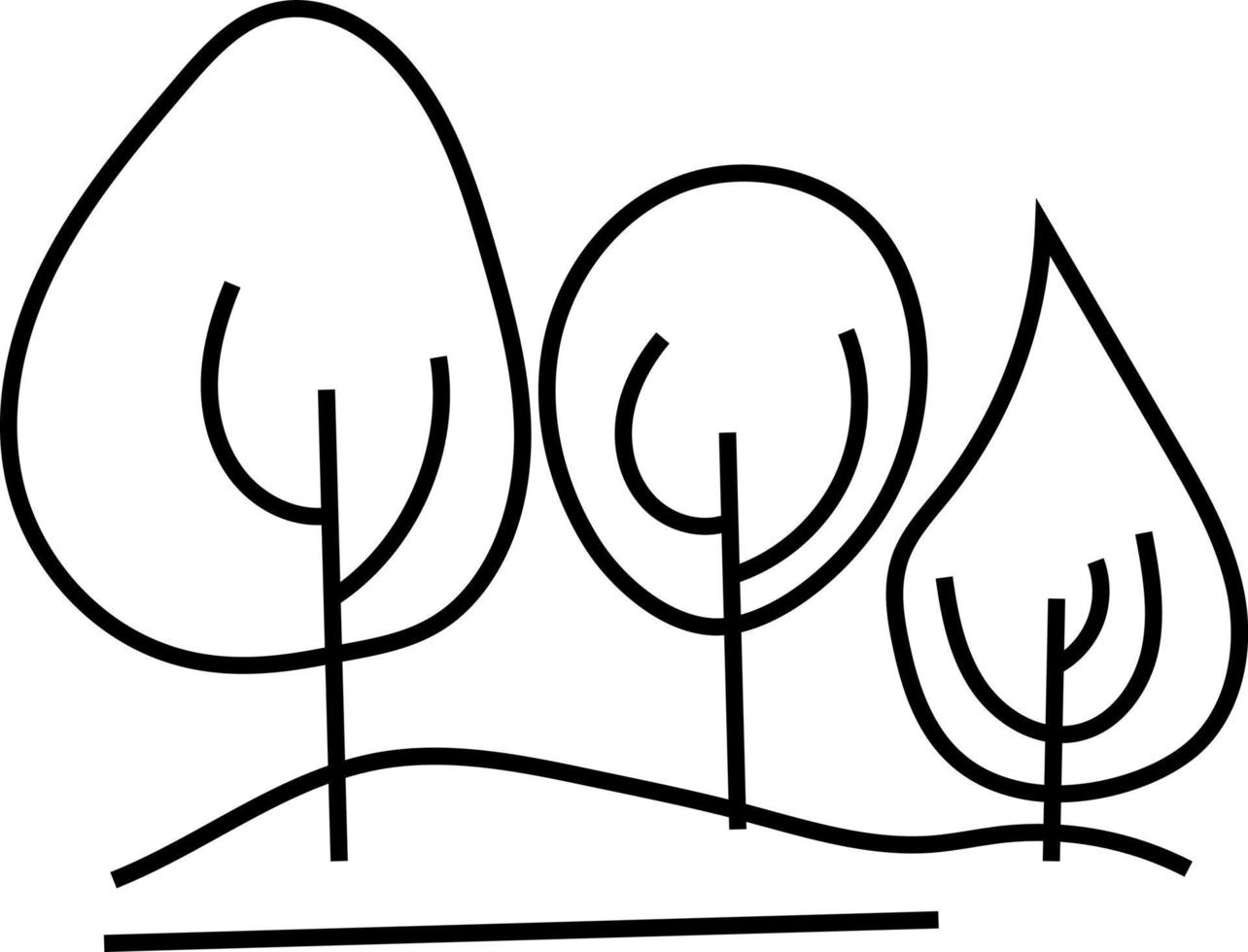 Three simple trees, icon illustration, vector on white background