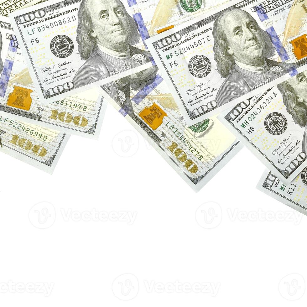 Dollar bills. American money isolated on white with copy space photo