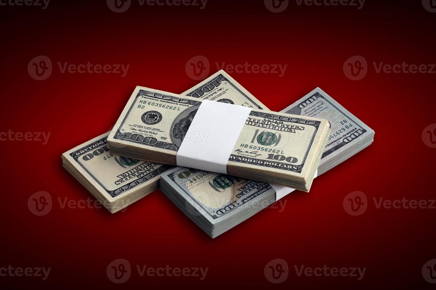 Bundle of US dollar bills isolated on white. Pack of american money with high resolution on perfect white background photo