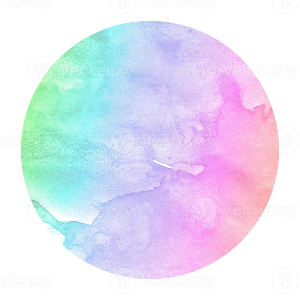 Multicolored hand drawn watercolor circular frame background texture with stains photo