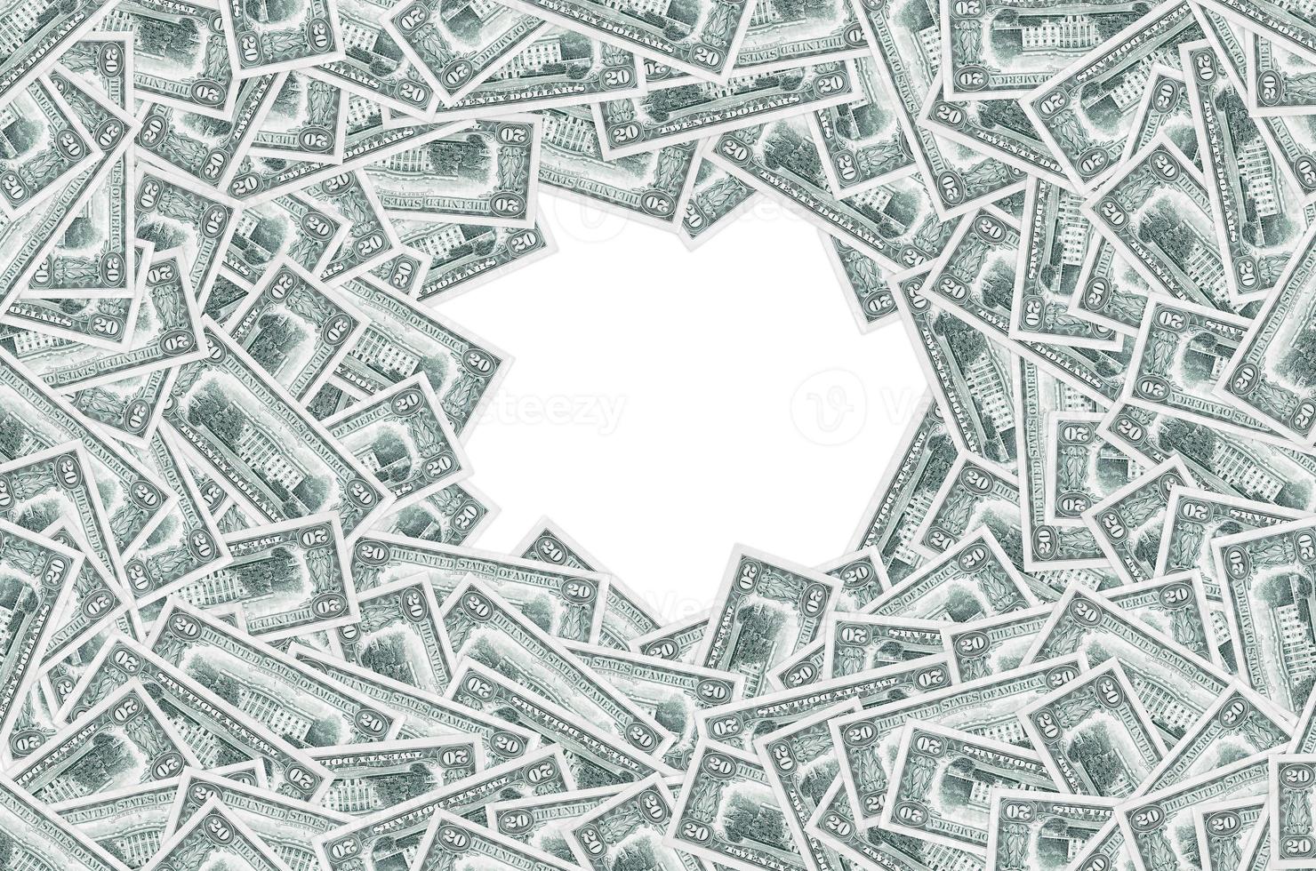 US 20 dollars banknote with white house closeup macro bill pattern photo