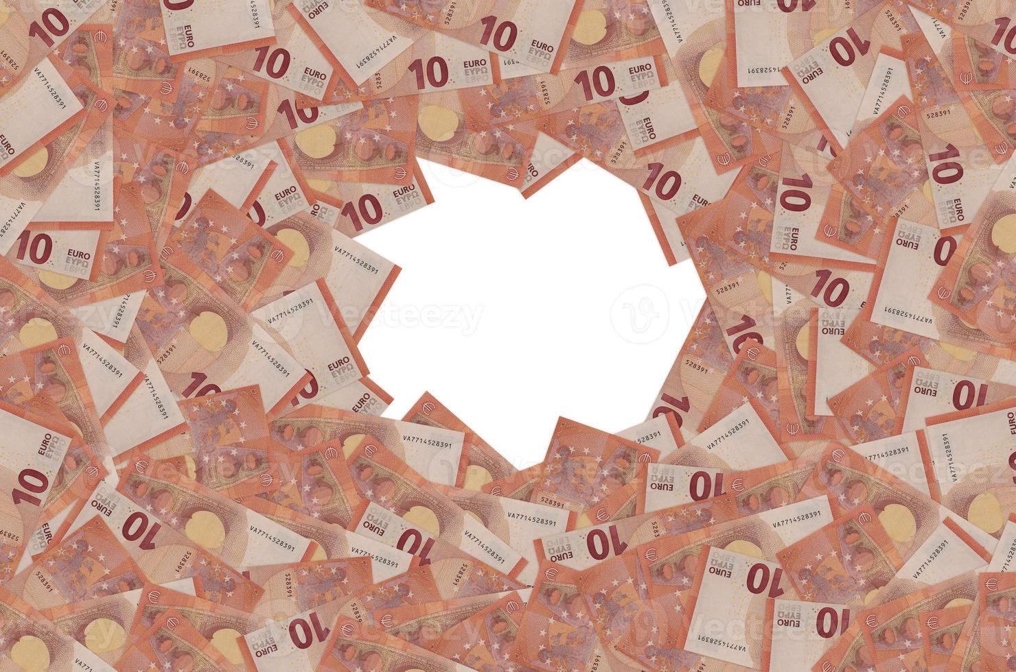 Pattern part of 10 euro banknote close-up with small red details photo