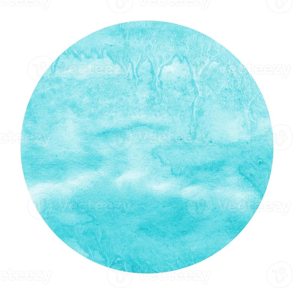 Light blue hand drawn watercolor circular frame background texture with stains photo