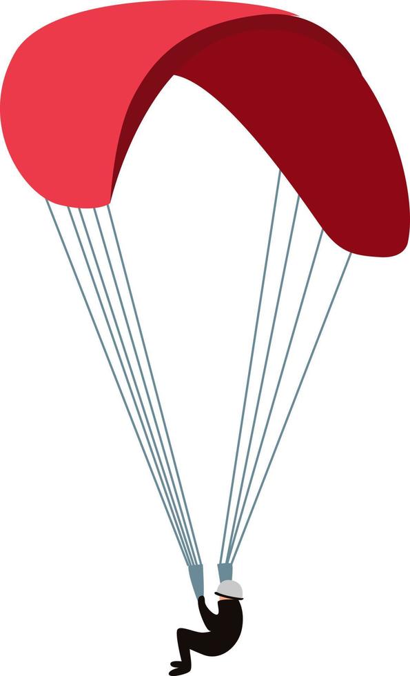 Red paraglider, illustration, vector on white background.