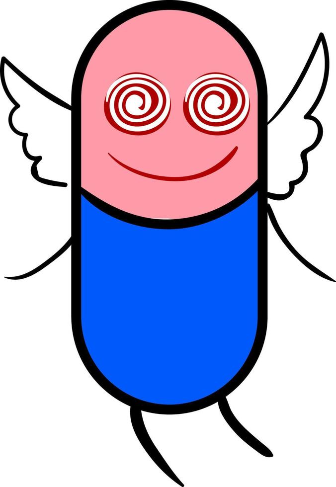 Happy medicine pill, illustration, vector on white background.