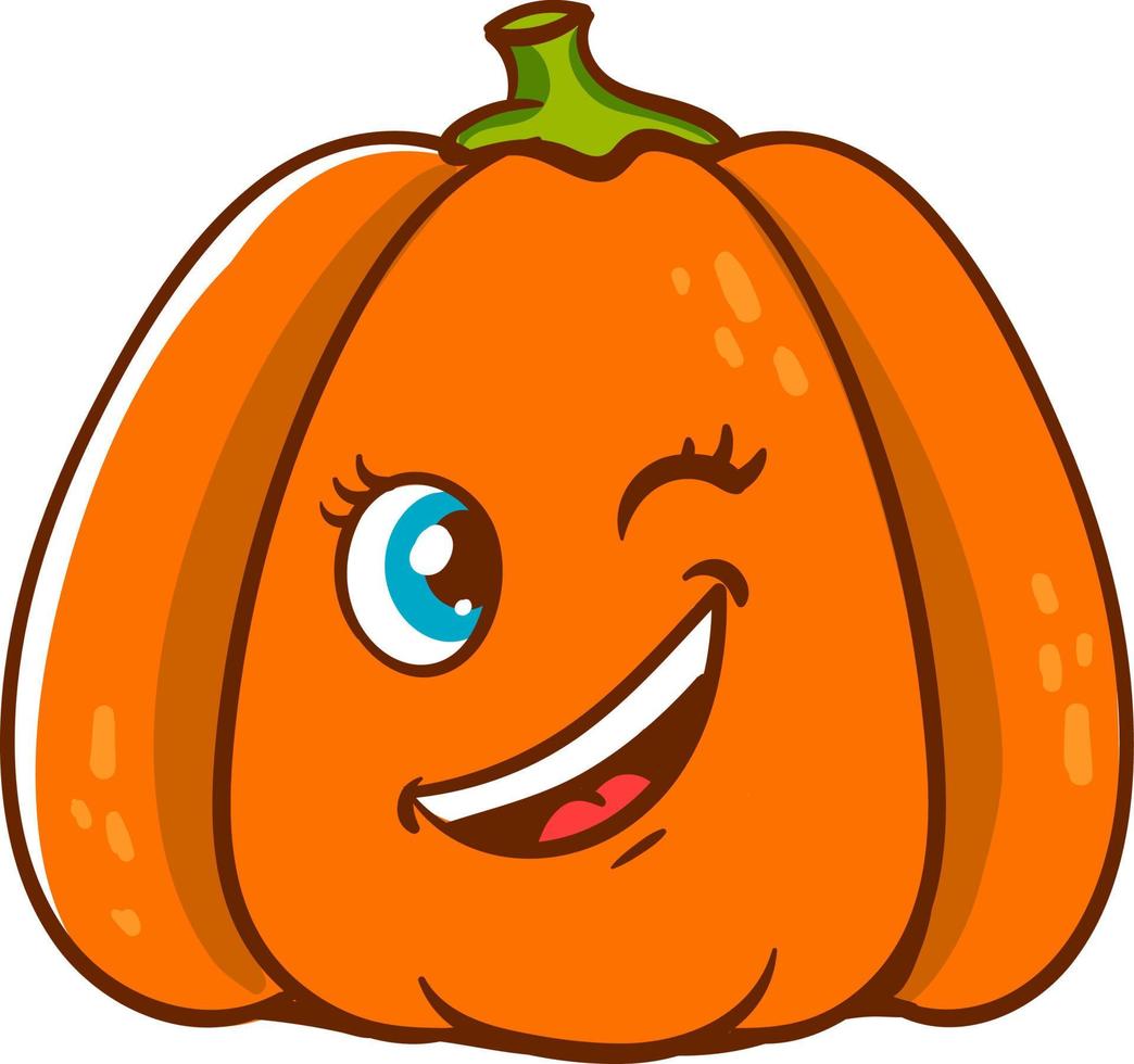 Winking pumpkin, illustration, vector on white background