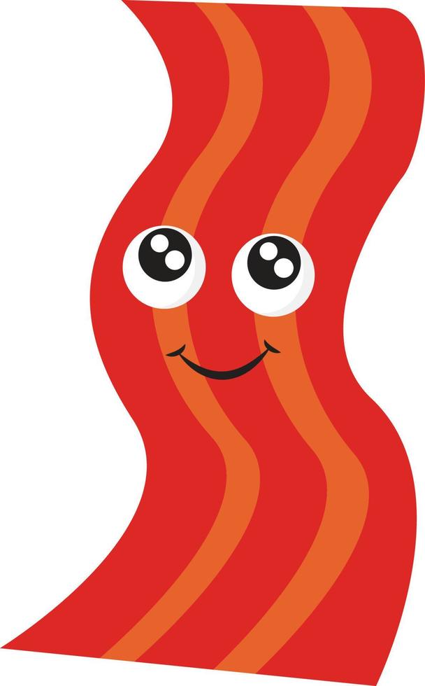 Happy crispy bacon, illustration, vector on white background.