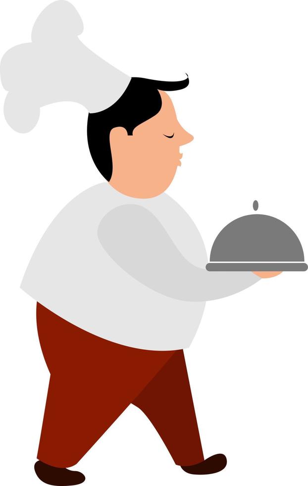 Fat cook, illustration, vector on white background.