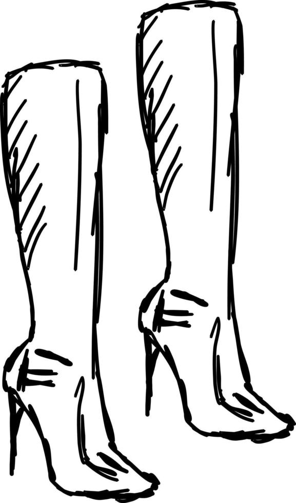 Ladies boots sketch, illustration, vector on white background.