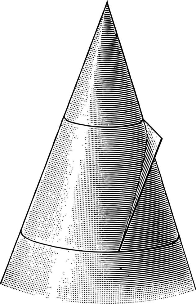 Conic Section Showing Parabola
 vintage illustration. vector
