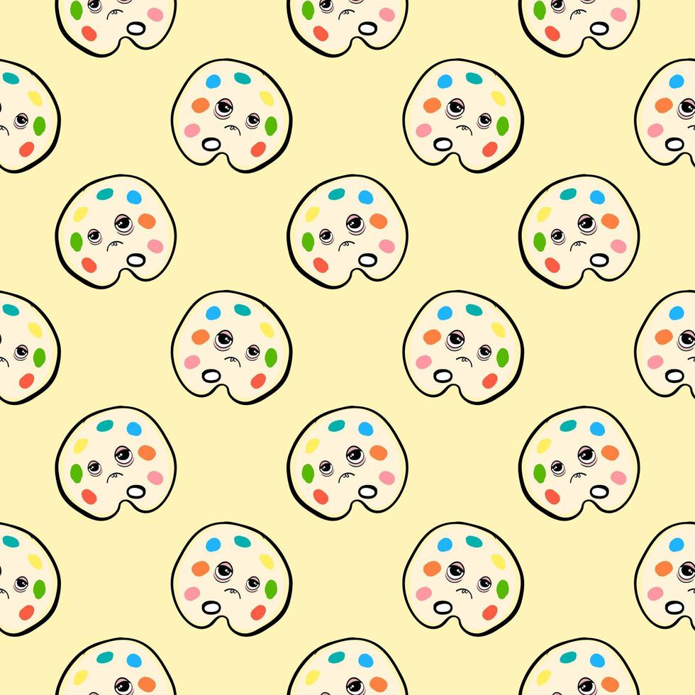 Tired color palette, seamless pattern on light yellow background. vector