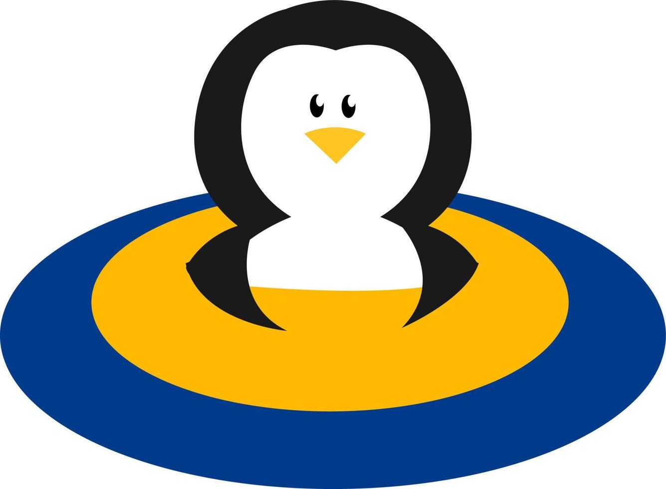 Penguin in blue pool. illustration, vector on white background.