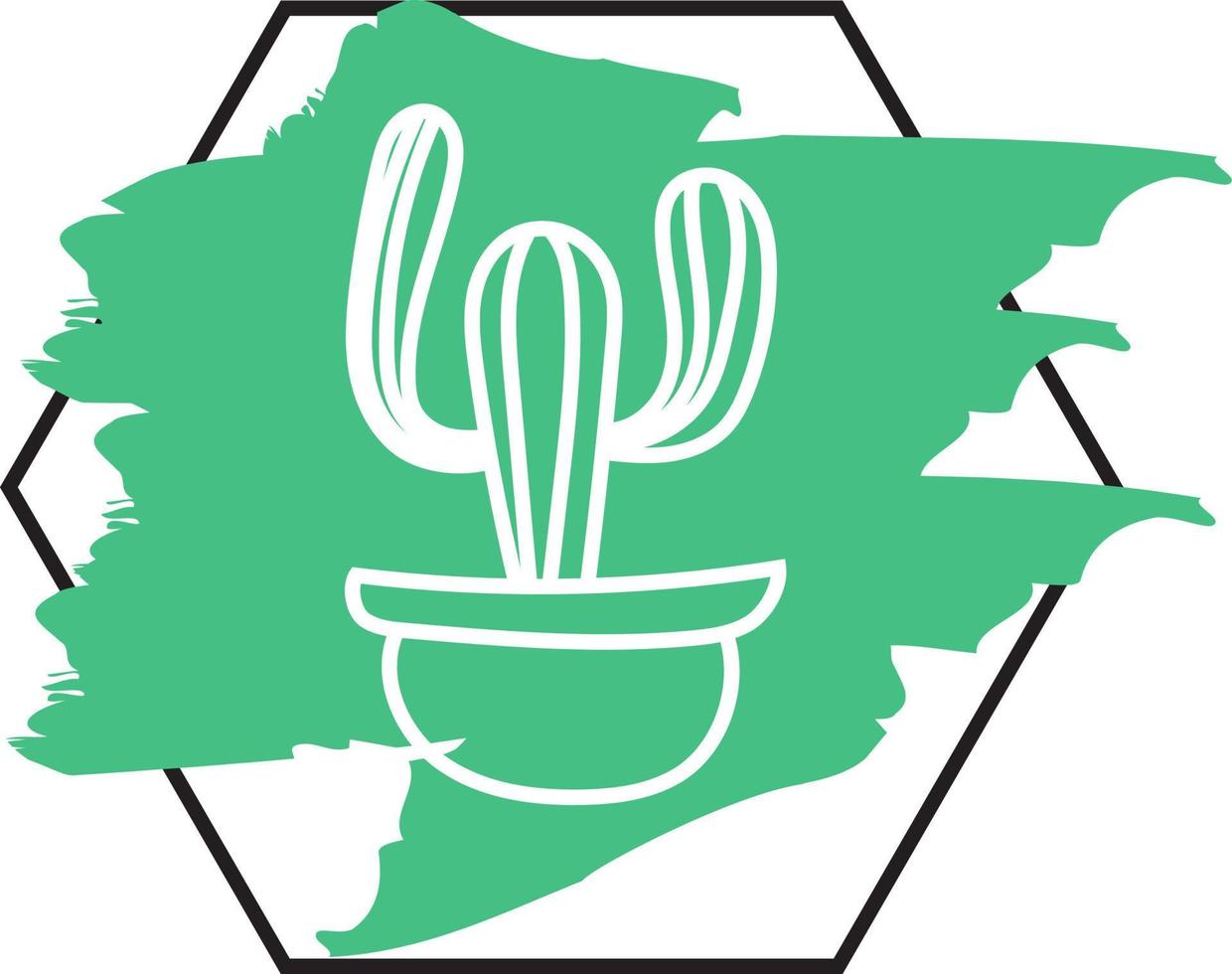 cacto saguaro, en, un, olla, icono, ilustración, vector, blanco, plano de fondo vector