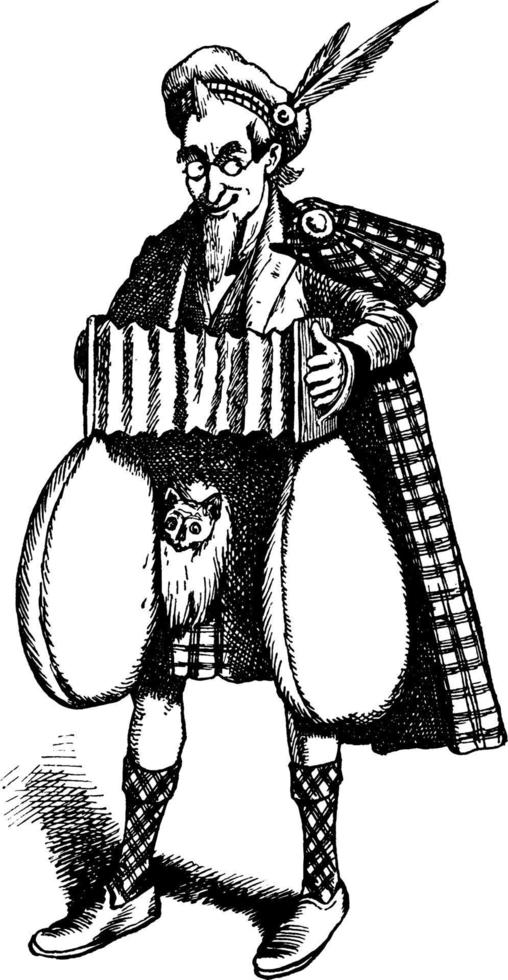 Man Playing Accordion, vintage illustration vector