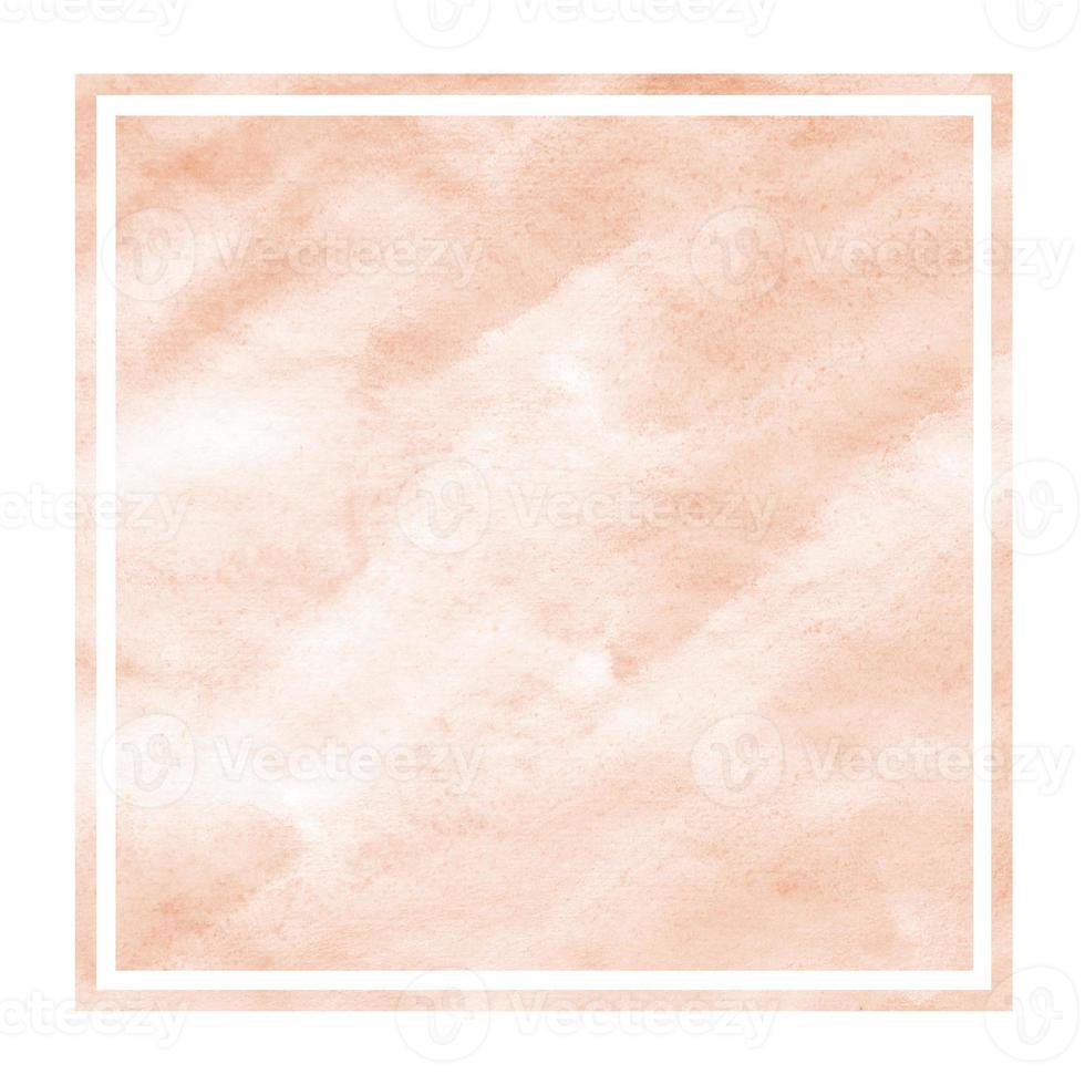 Orange hand drawn watercolor rectangular frame background texture with stains photo
