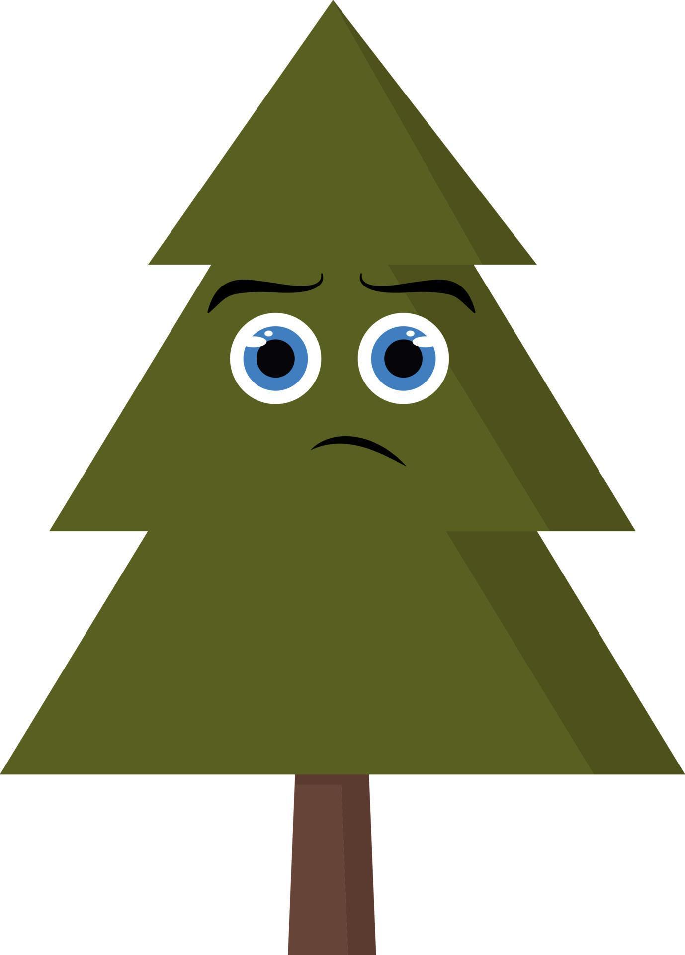 Sad Christmas tree, illustration, vector on white background. 13903183