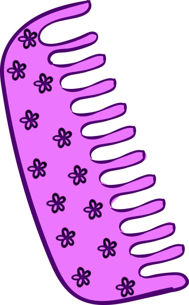 Pink hair comb, illustration, vector on white background.