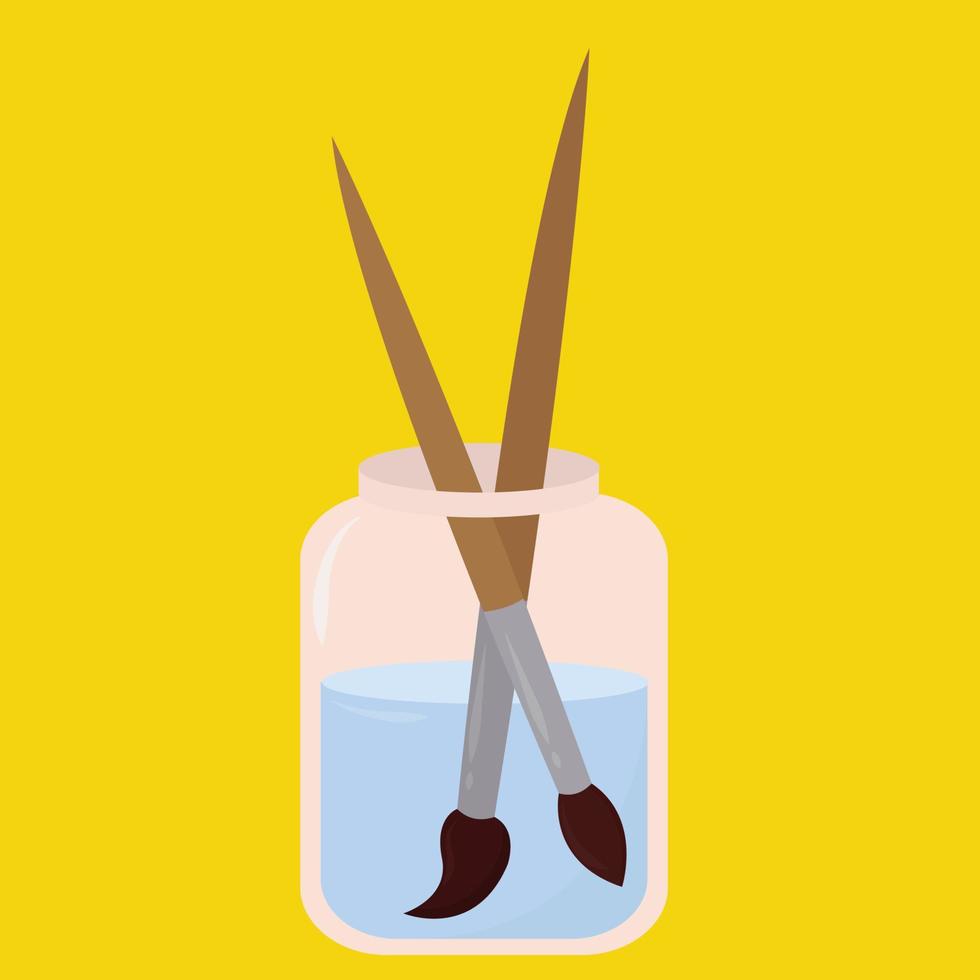 Brushes in glass, illustration, vector on white background.