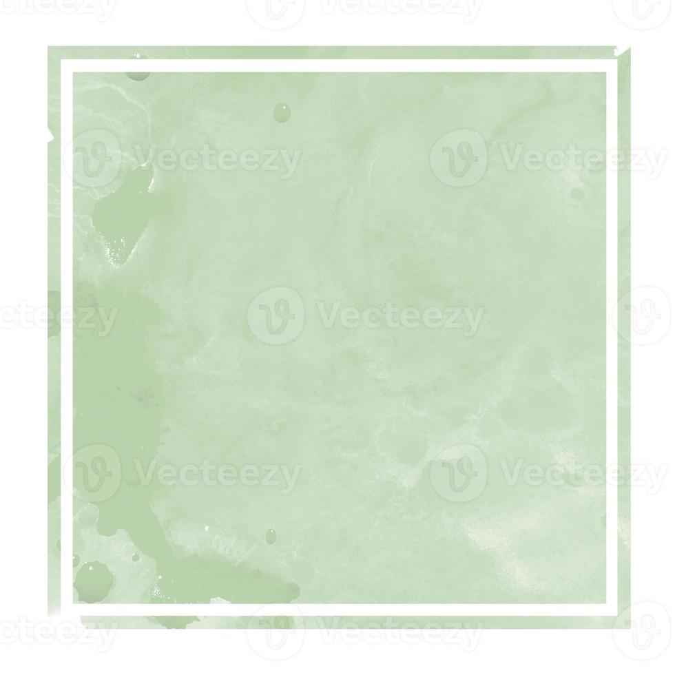 Dark green hand drawn watercolor rectangular frame background texture with stains photo