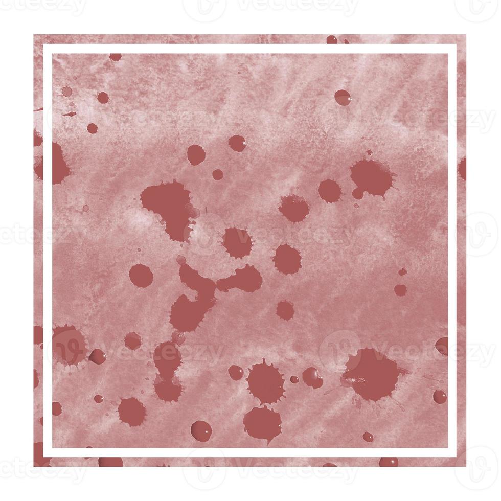 Burgundi hand drawn watercolor rectangular frame background texture with stains photo