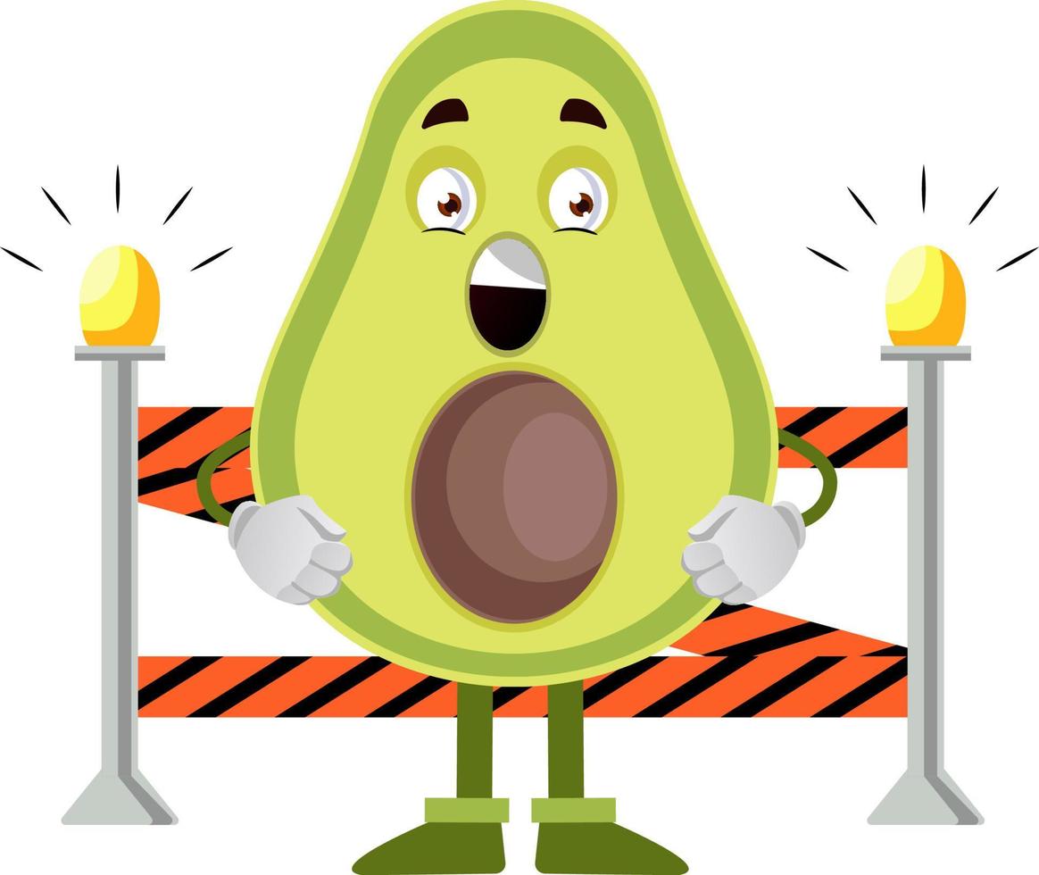 Avocado on construction yard, illustration, vector on white background.