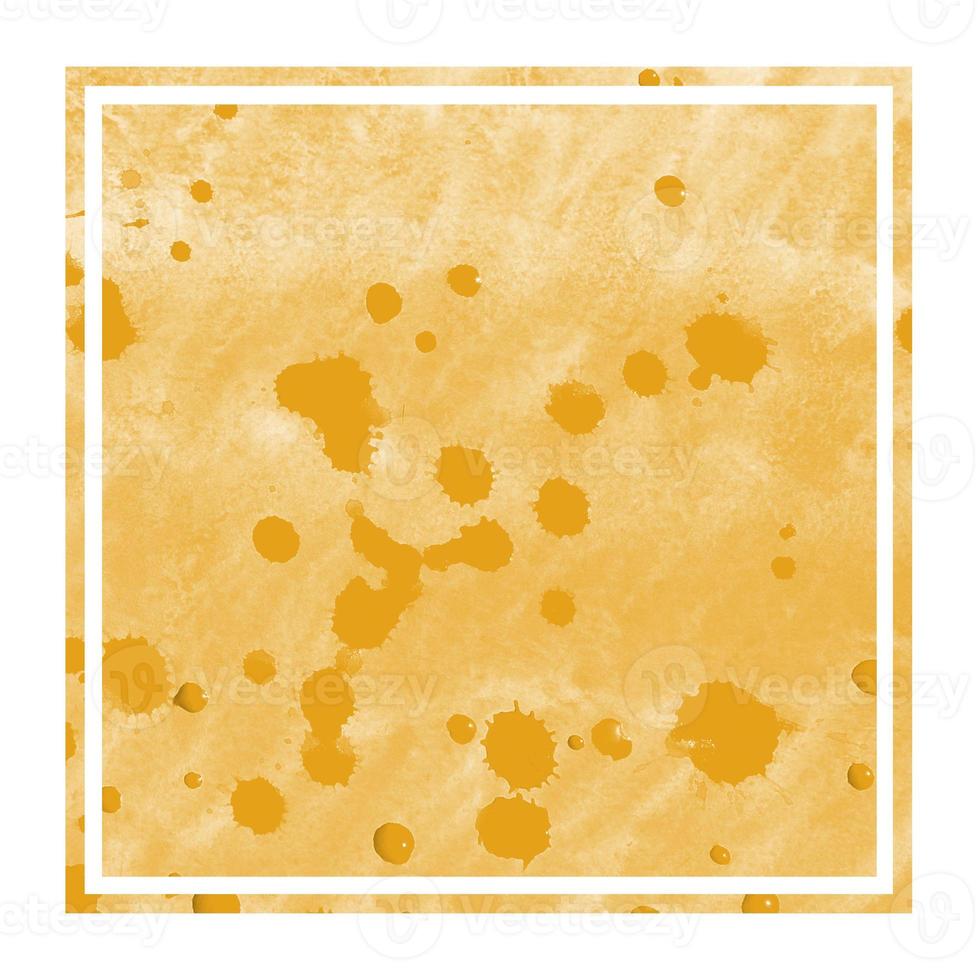 Light orange hand drawn watercolor rectangular frame background texture with stains photo