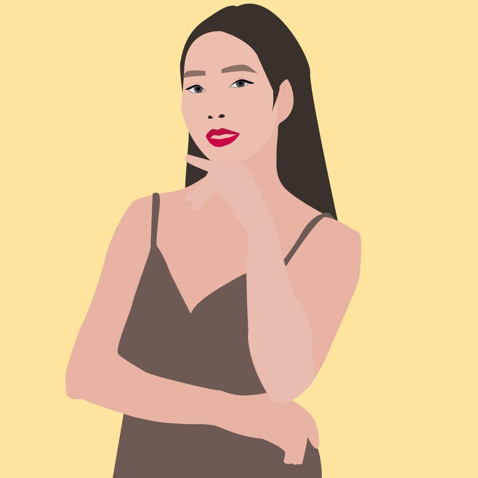 Woman in dress, illustration, vector on white background.