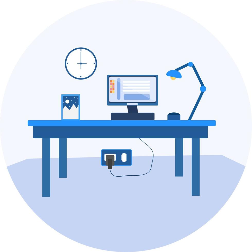 Blue office ,illustration, vector on white background.