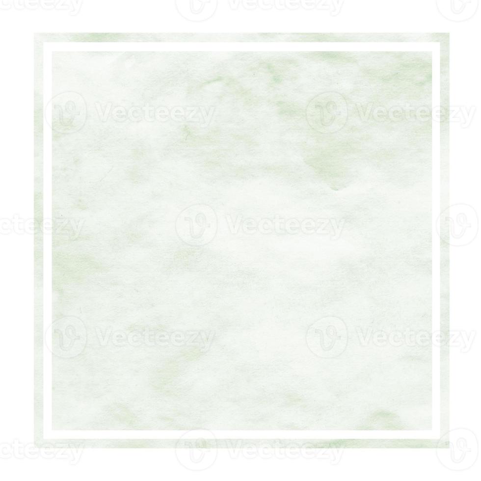 Dark green hand drawn watercolor rectangular frame background texture with stains photo