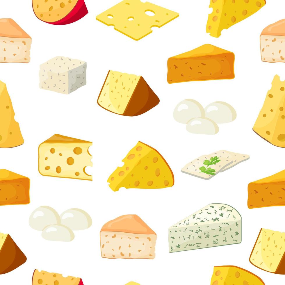 patrón impecable de trozos de queso cheddar, mozzarella, maasdam, brie, roquefort, gouda, queso feta y parmesano. cortado en triángulos y rebanadas de deliciosos quesos. ilustración realizada en estilo de dibujos animados. 13904022 patrón impecable de trozos de queso cheddar, mozzarella, maasdam, brie, roquefort, gouda, queso feta y parmesano. cortado en triángulos y rebanadas de deliciosos quesos. ilustración realizada en estilo de dibujos animados. 13904022